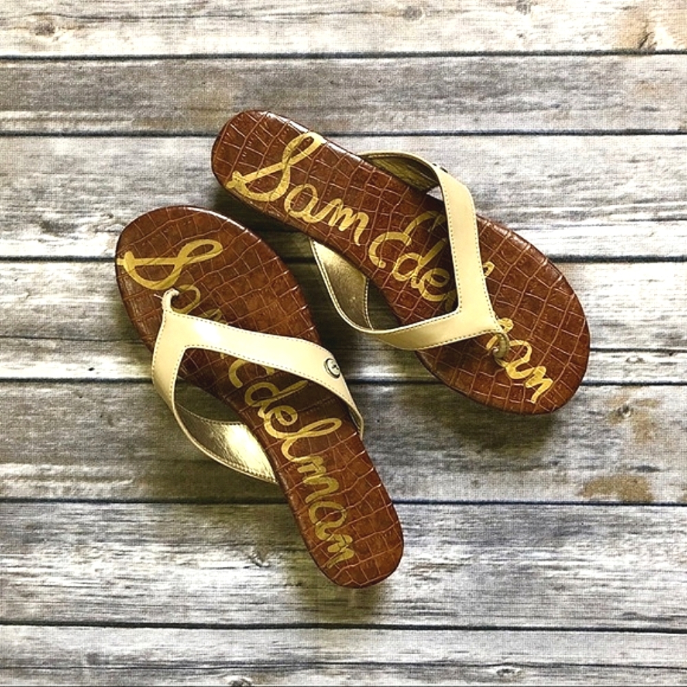 Sam Edelman • Tanya Cork Wedge Vegan Leather Sandals in Nude Size 8